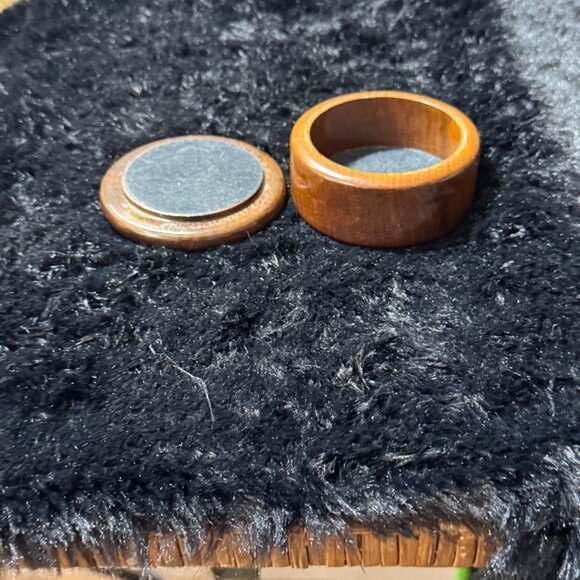 Woodstone Wood & Agate Round Trinket Box Hand Painted  Floral Design Lid - Picture 4 of 6